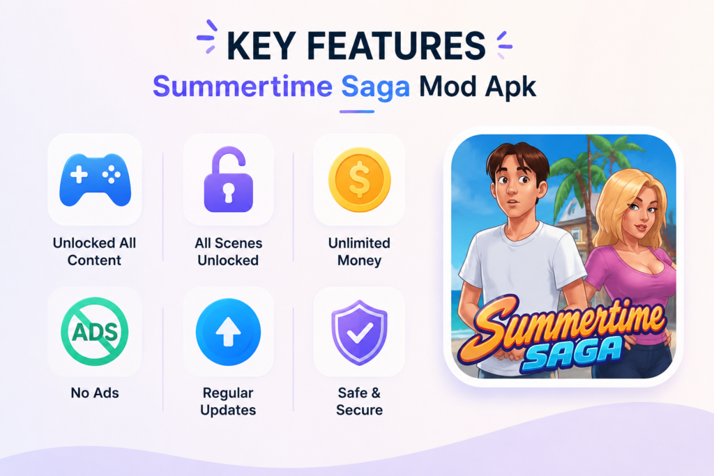 Key features of the Summertime Saga Mod Apk latest version 